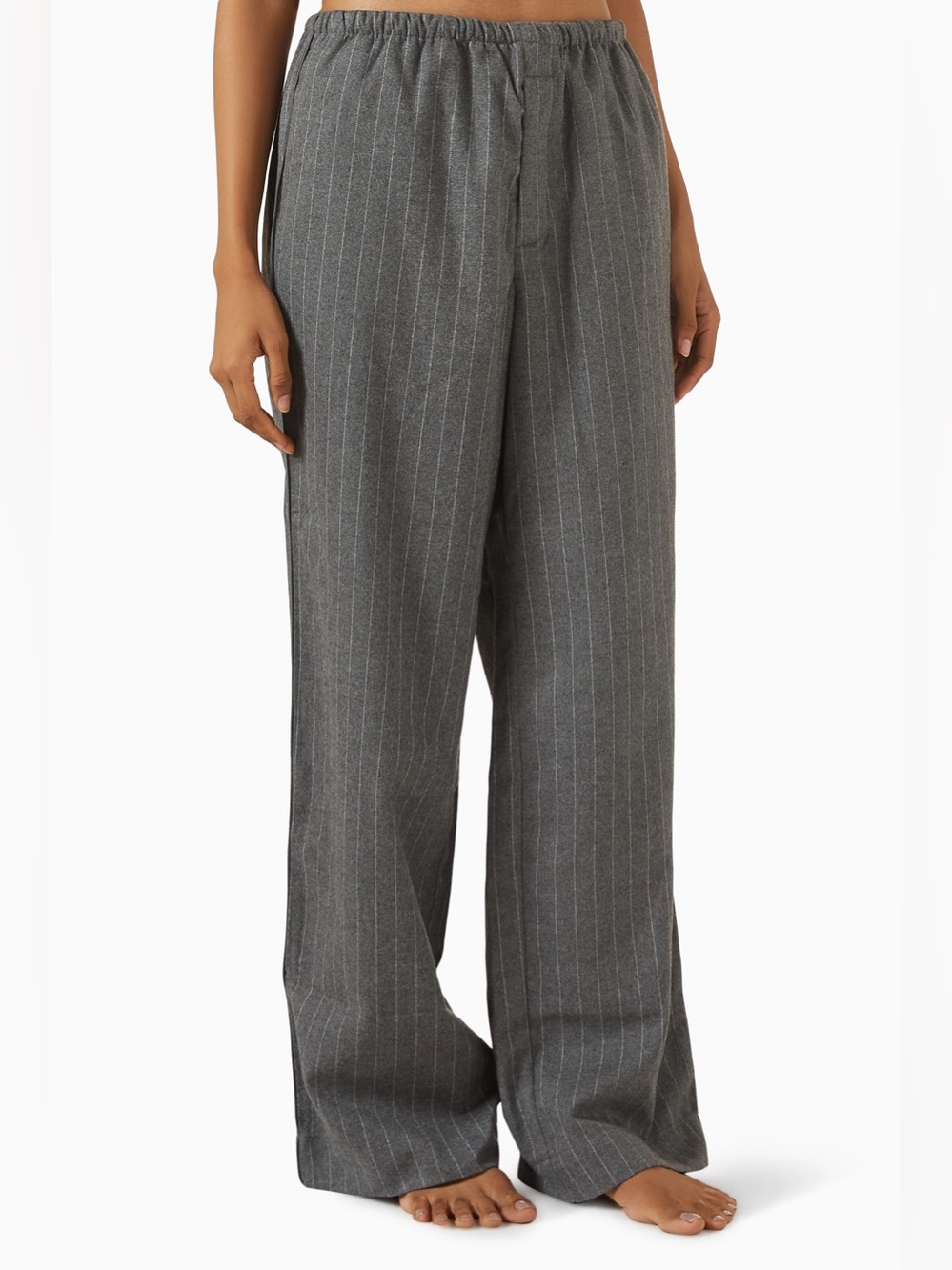 59. Skims • NWOT Wide-Leg Pinstripe Lounge Pants - Gray W14-18” R12”I30”